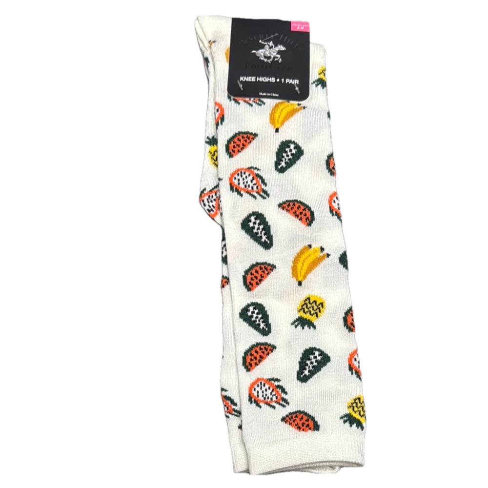 Beverly Hills Polo Club Knee High Mixed Tropical Fruit Socks NWT